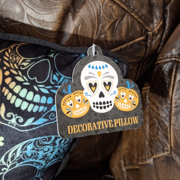 Colorful Sugar Skull Decor Pillow - Picture 3 of 5
